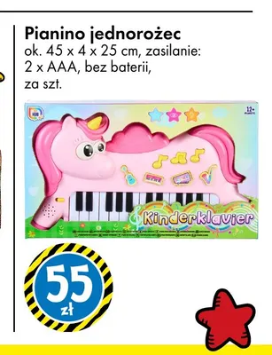Pianino jednorożec ok. 45x4x25 cm promocja w Tedi
