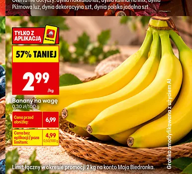 Banany na wagę promocja w Biedronka