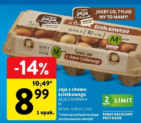 Jaja z chowu ściółkowego Jaja z Kurnika M promocja w Intermarche