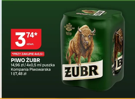 Piwo Żubr 4-pak 500 ml promocja w Chorten