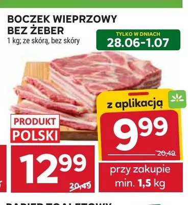 Boczek wieprzowy bez żeber ze skórą promocja w Stokrotka