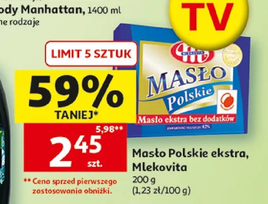 Masło Polskie ekstra Mlekovita promocja w Auchan