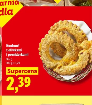 Koulouri z oliwkami i pomidorkami promocja w Lidl