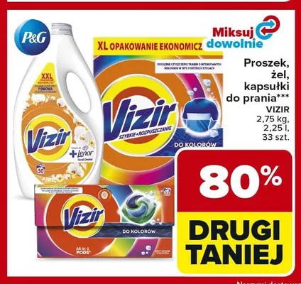 Proszek, żel, kapsułki do prania VIZIR promocja w Carrefour