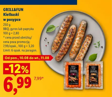 Kiełbaski w posypce papryka Grill&Fun promocja w Lidl