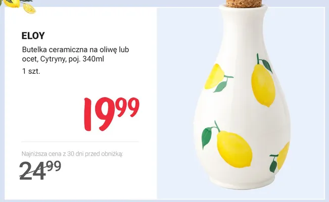 Butelka ceramiczna na oliwę lub ocet Eloy Cytryny promocja w Rossmann