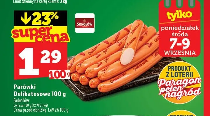 Parówki Delikatesowe Sokołów promocja w TOPAZ