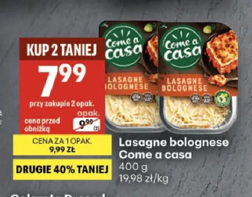 Lasagne bolognese Come a casa promocja w Delikatesy Centrum