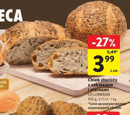 Chleb złocisty z zakwasem i ziarnami La Lorraine promocja w Intermarche