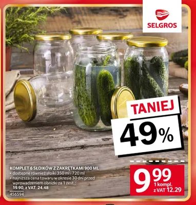 Komplet 6 słoików z zakrętkami 900 ml promocja w Selgros