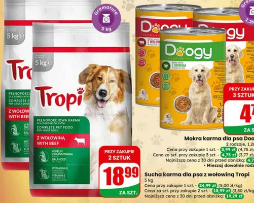 Sucha karma dla psa z wołowiną promocja w Dino