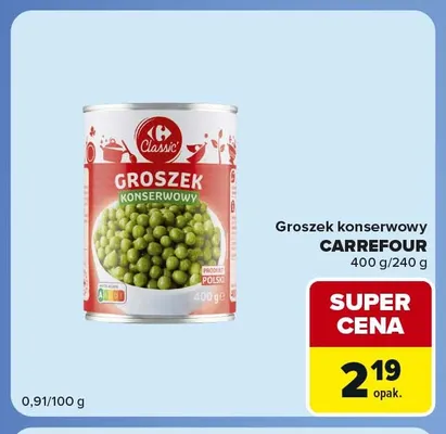 Groszek konserwowy Carrefour promocja w Carrefour Market