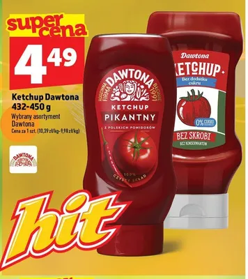 Ketchup bez dodatku cukru Dawtona promocja w TOPAZ