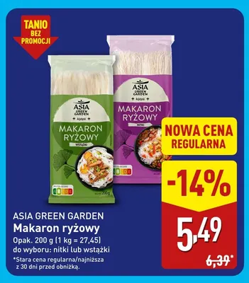 Makaron ryżowy nitki Asia Green Garden promocja w Aldi