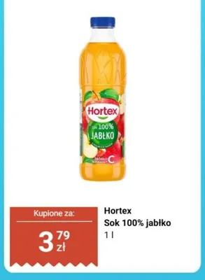 Sok 100% jabłko Hortex promocja w Biedronka