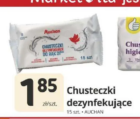Chusteczki dezynfekujące Auchan promocja w Marketvita