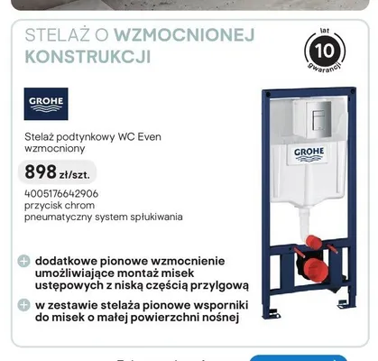 Stelaż podtynkowy WC Grohe Even wzmocniony promocja w Castorama