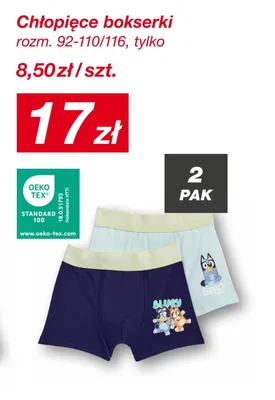 Chłopięce bokserki Bluey rozm. 92-110/116 promocja w KiK