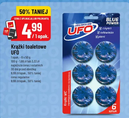 Krążki toaletowe UFO Blue Power promocja w POLOmarket