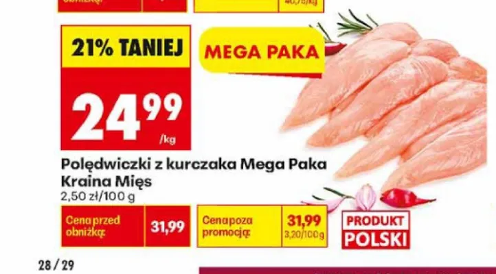 Polędwiczki z kurczaka Mega Paka Kraina Mięs polskie promocja w Biedronka