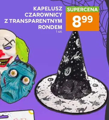 Kapelusz czarownicy z transparentnym rondem promocja w Stokrotka