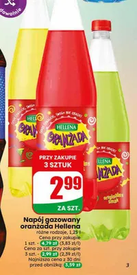 Napój gazowany oranżada Hellena oryginalny smak promocja w Dino