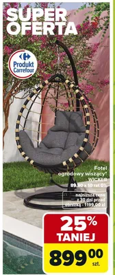 Fotel ogrodowy wiszący Wicker promocja w Carrefour