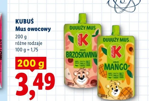Mus owocowy Kubuś mango promocja w Lidl