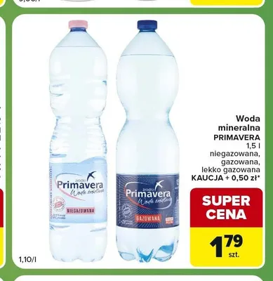 Woda mineralna niegazowana Primavera promocja w Carrefour Express