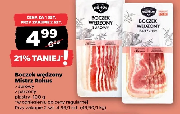 Boczek wędzony parzony Mistrz Rohus promocja w Netto