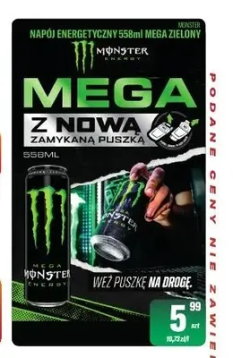 Napój energetyczny Monster Mega zielony promocja w Tomi Markt