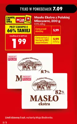 Masło ekstra z Polskiej Mleczarni promocja w Biedronka