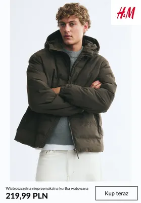 Wiatroszczelna nieprzemakalna kurtka watowana H & M promocja w H&M