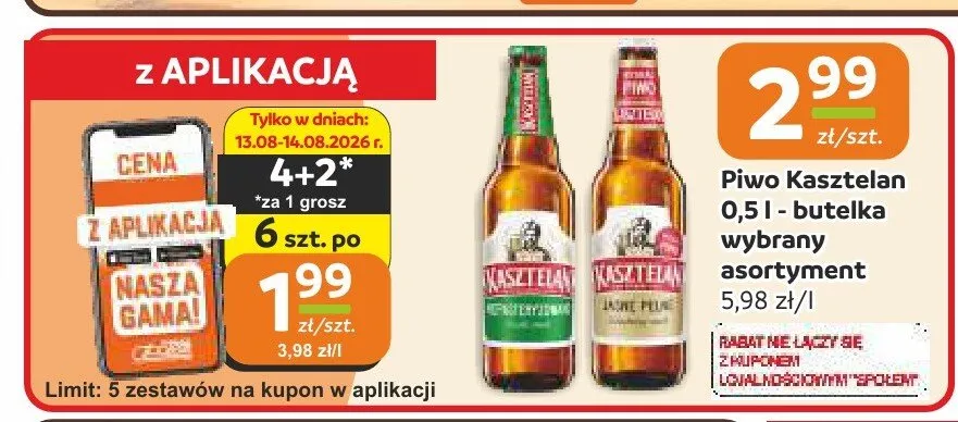 Piwo Kasztelan Jasne Pełne promocja w Społem Częstochowa