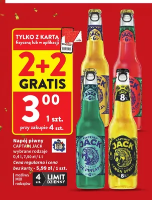 Napój piwny Captain Jack Blue Pineapple promocja w Intermarche