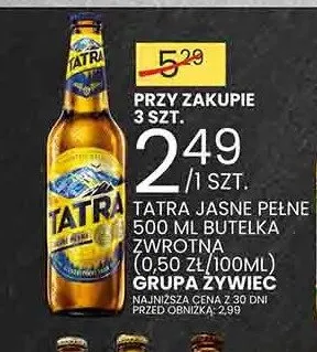Piwo Tatra Jasne Pełne promocja w Wafelek