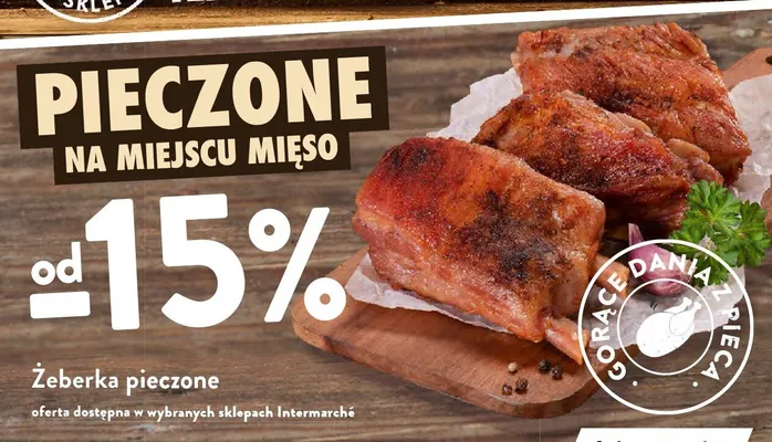 Żeberka pieczone na miejscu mięso promocja w Intermarche