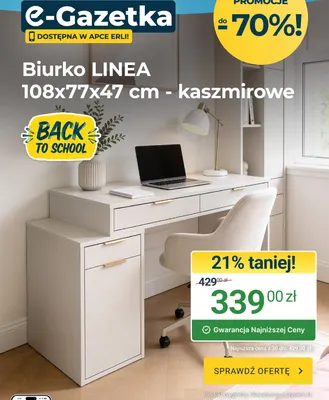 Biurko Linea kaszmirowe promocja w ERLI
