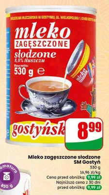 Mleko zagęszczone słodzone 8,0% tłuszczu promocja w Dino