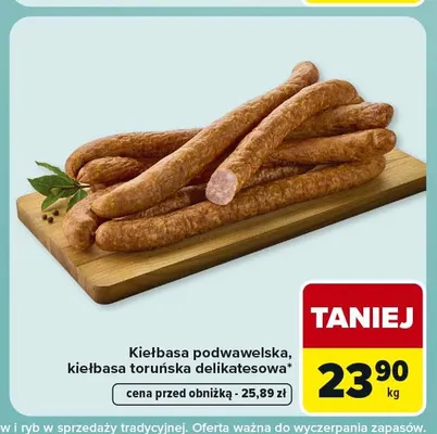 Kiełbasa toruńska delikatesowa promocja w Carrefour Express