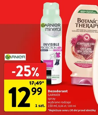 Dezodorant spray GARNIER wybrane rodzaje promocja w Intermarche