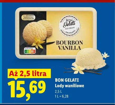 Lody waniliowe Bon Gelati Bourbon Vanilla promocja w Lidl