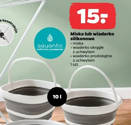 Wiaderko silikonowe okrągłe z uchwytem Aquantic 10 l promocja w Netto