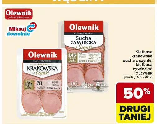 Kiełbasa żywiecka Olewnik plastry promocja w Carrefour