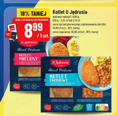 Kotlet mielony z buraczkami zasmażanymi i puree ziemniaczanym U Jędrusia Obiad Podano promocja w POLOmarket