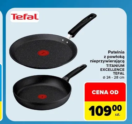 Patelnia z powłoką nieprzywierającą Tefal Titanium Excellence ø 24-28 cm promocja w Carrefour