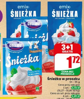 Bita śmietana Śnieżka w proszku Gellwe promocja w Dino