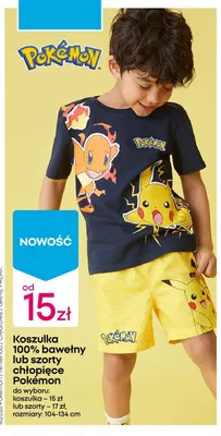 Koszulka 100% bawełny lub szorty chłopięce Pokémon promocja w Pepco