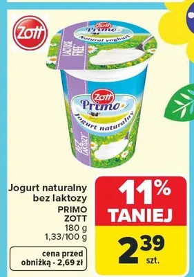 Jogurt naturalny bez laktozy PRIMO promocja w Carrefour