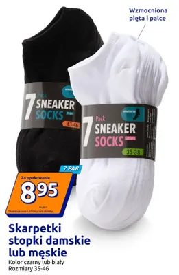 Skarpetki stopki damskie lub męskie czarne lub białe, 7-pak promocja w Action